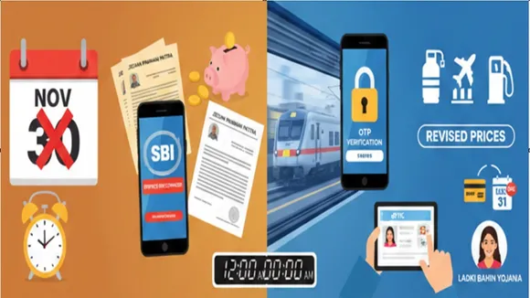 New Rules From December 2025, New Rules From December 2025, December 2025 rule changes, SBI mCash discontinued, Life Certificate last date, Jeevan Pramaan deadline, NPS to UPS deadline, Western Railway Tatkal OTP system, LPG price December 2025, CNG PNG ATF price hike, PAN Aadhaar linking deadline 2025, ITR filing last date December 2025, Belated ITR 2025 deadline, December financial deadlines, bank deadlines November 2025, pension deadlines India, Railway ticket OTP rule, UPS pension switch last date, Aadhaar PAN link last date, December tax deadlines India, SBI service discontinued 2025