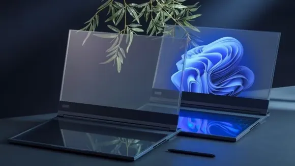 world first laptop with transparent display