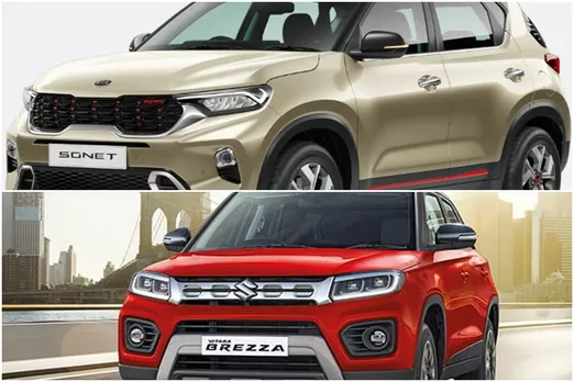 Kia Sonet Vs Maruti Suzuki Vitara Brezza, price, features, engine, power, fuel efficiency, variants full comparison
