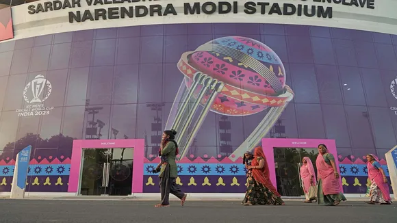 A view of Narendra Modi Stadium ahead of the ICC Cricket World Cup | ODI World Cup | Men's Cricket World cup | ICC World Cup | Cricket World Cup New Rule