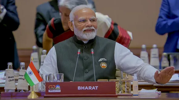 Prime Minister Narendra Modi during the G20 Summit Session-1 on 'One Earth'
