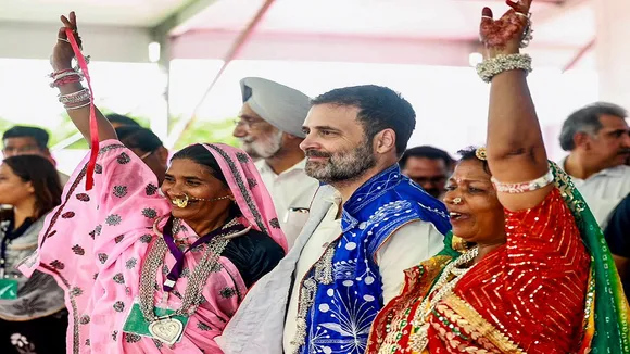 Rahul Gandhi attends a public meeting on International Day of the World's Indigenous Peoples