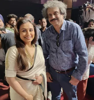 Rani Mukherjee with sr film journalist Chaitanya Padukone at YRF Studios