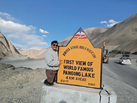 Shivam Porwal near Pangong Lake View Point