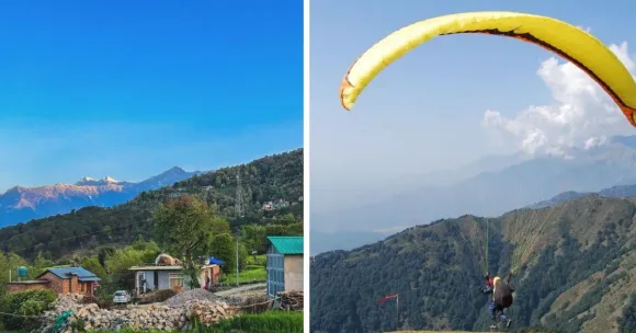 Bir Billing in Himachal Pradesh is a beautiful village to spend October in. They offer a number of adventure sports, Picture sources: (L): Shamik Sadhu, (R): Bir Billing Paragliding