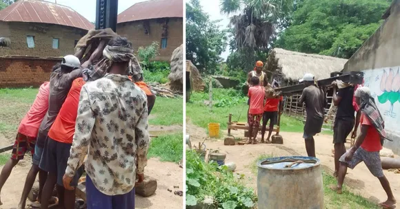 Workers carry out soil-boring in Raspur village, Birbhum, to reach safe groundwater for the new ultrafiltration plant.