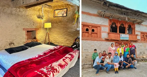 The homestay's architecture is a blend of mud, wood and stone