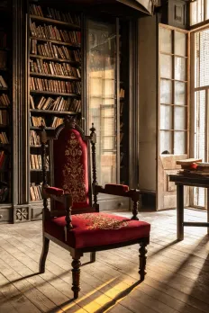 A rosewood Anglo Indian crown chair featuring zardozi work