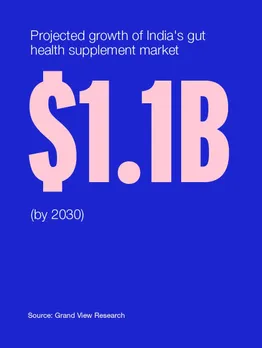 An infographic shedding light on the market of digestive gut health supplements in India