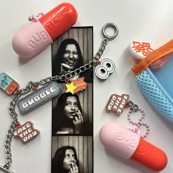 Charms, keychains and other cute-looking props from teenager skincare brand Bubble, reflecting the beauty industry greenwashing trend