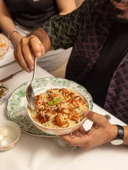 A picture of a homely pulao served in a bowl at a restaurant to show how Punjabi cuisine is supposed to be consumed-because Punjabi home cooking is the essence of the traditional food of Punjab.