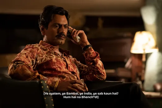 A still from Sacred Games, which had characters using offensive language and gendered cuss words including bhenchod