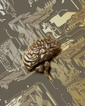 A picture of a brain placed on hard disk, reflecting the rise of AI in India
