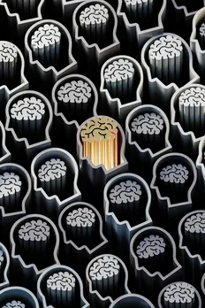 A graphical image of several brains of people with Type-A personality