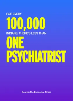 An infographic reflecting data on mental health experts in India