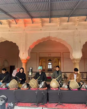 A picture of India performers at a music festival in India that brings together heritage and contemporary, like Jaigarh Music Festival