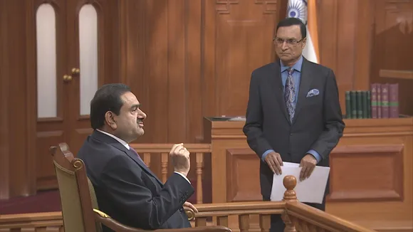 A still from one of the original talk shows in India, Aap Ki Adalat, which was one of the talk shows in India that went beyond Bollywood with guests like Gautam Adani
