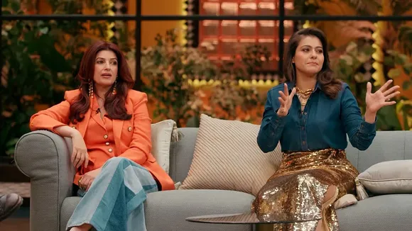 A still from Two Much with Kajol and Twinkle, one of the talk shows in India that's made the transition to OTT talk shows India in the era of Bollywood podcasts