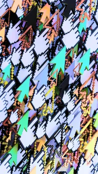 A bunch of cursors and fingertips in different colours