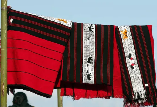 A picture of a warrior shawl from Nagaland to show how nostalgia in India has led to return of Indian crafts
