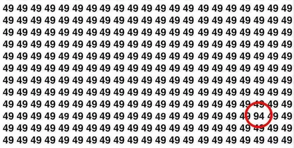 find 94 among 49s in just 7 seconds