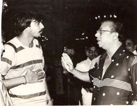 R D Burman (right) chats with Chaitanya  Padukone at film party
