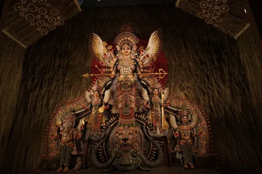 CM Mamata Banerjee Virtually Inaugurates Baguiati Rail Pukur United Club 72nd Durga Puja Theme Shabdo (4)