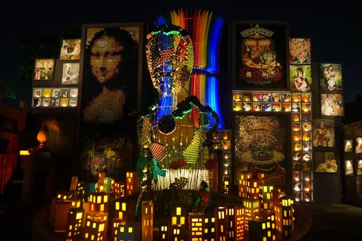 Hazra Park Durgotsab Committee inaugurated the pavilion with Kolkata tallest 30 foot Durga idol themed Drishtikon (6)