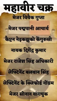 list of Param Vir Chakra Mahavir Chakra and vir Chakra Awardee of Kargil War