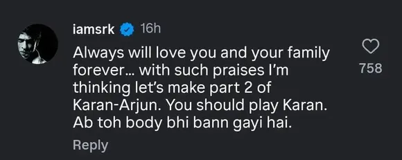 Shah Rukh Khan reply