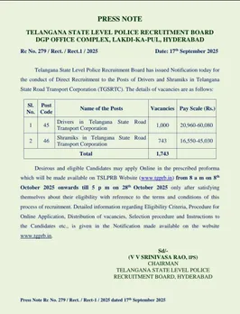 TGSRTC Job Notification