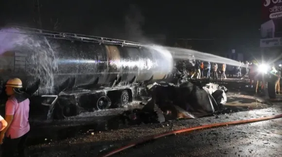 rajasthan-jaipur-ajmer-highway-chemical-tanker-lpg-cylinder-accident-2025