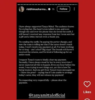 ridhima sharma tanya mittal stylist