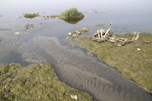 Polluted stretch of Yamuna River near Najafgarh drain