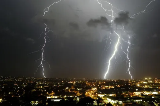 Two seperate lightning strikes caught in a 30 second exposure earlier this evening