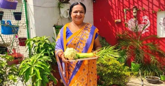 Jyoti doing terrace gardening
