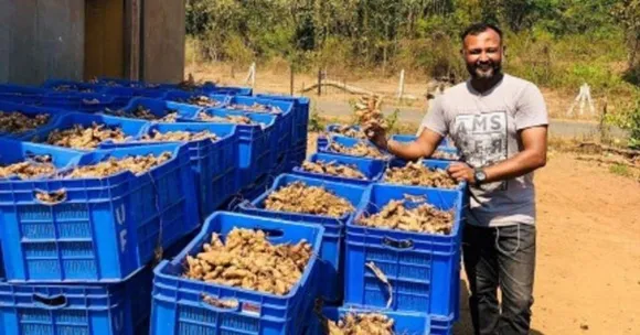 Anish Shah with farm products