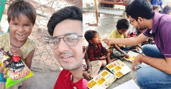 Unmil Hathi feeding poor kids