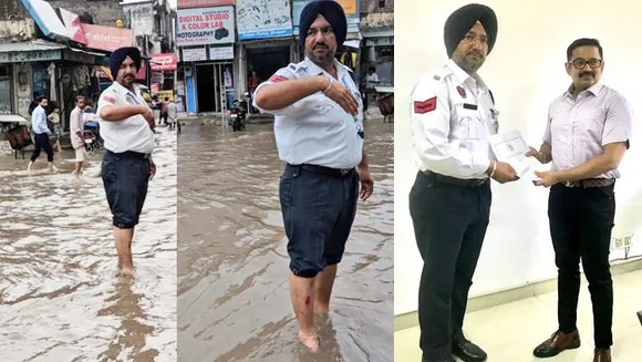 घुटनों तक भरा पानी भी पंजाब पुलिस को ड्यूटी करने से नहीं रोक पाया; मिला सीएम से इनाम!