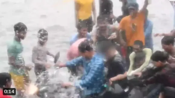In Lucknow, boys having fun in the rain misbehaved with a woman