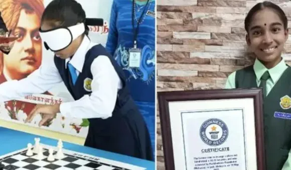 मलेशियाई लड़की ने आंखों पर पट्टी बांधकर शतरंज की अरेंजमेंट करके बनाया गिनीज रिकॉर्ड