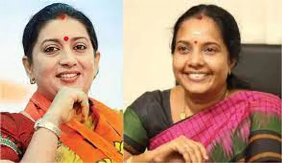 स्मृति ईरानी ने भाजपा के वनाथी श्रीनिवासन के साथ चुनाव अभियान में डांडिया किया