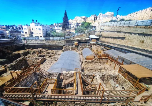 Excavation of the Givati parking lot in the City of David where the ring was found Photo Maor Ganot City of David