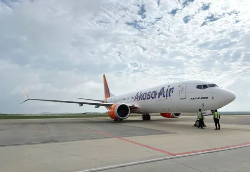 Akasa Air's 29th Boeing 737 MAX 8-200 aircraft arrives at Kempegowda International Airport in Bengaluru on 09 June 2025.
