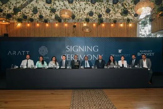 L-R sitting  Nagendra Reddy, Director, Aratt One World Pvt Ltd, Sushma Reddy, Director, Aratt One World Pvt Ltd, Deepika Reddy, Director, Aratt One World Pvt Ltd, Bryant Cho, Director, Development & Hotel A