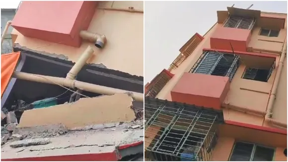 Flat Building Leaning, Flat, Baghajatin,West Bengal News,বাঘাযতীনে হেলে পড়া ফ্ল্যাটবাড়ি, বাঘাযতীনে হেলে পড়া ফ্ল্যাটবাড়ি ভেঙে ফেলার কাজ চলছে,পশ্চিমবঙ্গের খবর