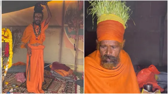 mahakumbh 2025 baba get angry on toutuber beat him with tongs video went viral online