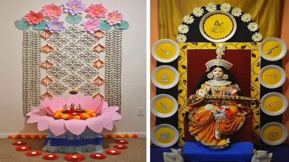 Saraswati Puja Decoration Idea 2025: নামমাত্র খরচে সরস্বতী পুজোয় তাক লাগানো অন্দর সজ্জা