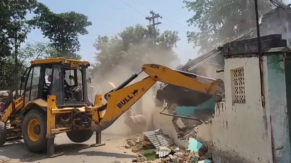 TMC Leade PartyOffice demolished by rail authority At Maldah By Bulldozer Action 
