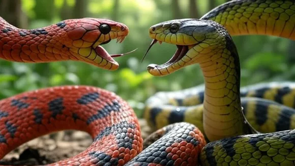 King Cobra vs Python: দুই ভয়ঙ্কর সাপ কিং কোবরা এবং পাইথন।